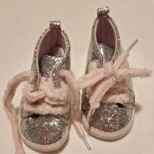 6 To 9 Months  Silver Baby Girl Shoes.